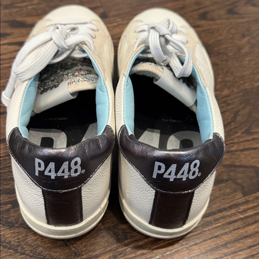 P448 John low-top sneakers white leather upper with light blue size 39 8.5